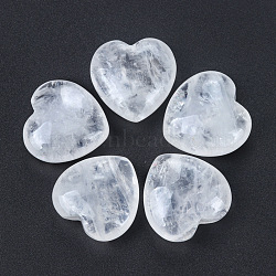 Natural Quartz Crystal Healing Stones, Rock Crystal Heart Stones, Pocket Palm Stones for Reiki Balancing, 30x30mm(PW-WGA91AE-28)