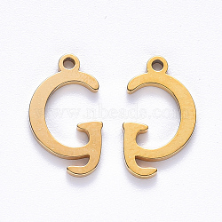 Vacuum Plating 201 Stainless Steel Charms, Laser Cut, Golden, Letter.G, 13x7.5x1mm, Hole: 1mm(X-STAS-R105-G-G)