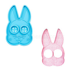 Rabbit Mask Silicone Molds, Resin Casting Pendant Molds, For UV Resin, Epoxy Resin Jewelry Making, Sky Blue, 116x75.5x8.5mm, Hole: 2.5mm(DIY-CJC0001-30)