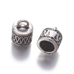 Tibetan Style Cord Ends, Column, Antique Silver, Cadmium Free & Nickel Free & Lead Free, 14.5x11mm, Hole: 4mm, Inner Diameter: 7.5mm(LF10311Y-NF)