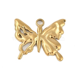 Ion Plating(IP) 304 Stainless Steel Pendants, Butterfly Charm, Real 18K Gold Plated, 21.5x25x2mm, Hole: 2.5mm(STAS-U019-01G)