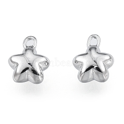 Brass Charms, Cadmium Free & Nickel Free & Lead Free, Flower, Real Platinum Plated, 9x7x4mm, Hole: 1mm(KK-N216-563P)