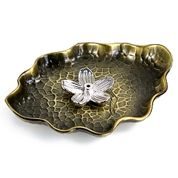 Lotus Leaf & Flower Alloy Incense Burners, Incense Holders, Home Office Teahouse Zen Buddhist Supplies, Antique Bronze & Platinum, 98x72x13mm(PW-WGD07C7-11)