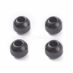 Textured 304 Stainless Steel Beads, Round, Electrophoresis Black, 8mm, Hole: 3.5mm(STAS-P306-01C-EB)