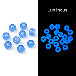 Transparent & Luminous Plastic Beads, Frosted, Glow in the Dark, Barrel, Cornflower Blue, 9x6mm, Hole: 3.8mm, about 1900pcs/500g(KY-T025-01-H01)