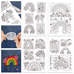 4 Sheets 11.6x8.2 Inch Stick and Stitch Embroidery Patterns, Non-woven Fabrics Water Soluble Embroidery Stabilizers, Rainbow, 297x210mmm(DIY-WH0455-018)