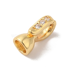 Brass Micro Pave Clear Cubic Zirconia Fold Over Clasps, Real 18K Gold Plated, 12.5x5.5x6.5mm, Hole: 3x1mm(KK-H483-08G)