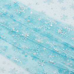 Polyester Snowflake Mesh Fabric, Garment Decoration for Child, Light Sky Blue, 300x150x0.01cm(DIY-WH0032-48)