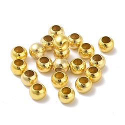 Brass Smooth Round Beads, Seamed Bead Spacers, Golden, 6x4mm, Hole: 3mm(KK-XCP0001-40)