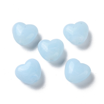 Opaque Acrylic Beads, Heart, Light Blue, 9x10x5.5mm, Hole: 1.5mm