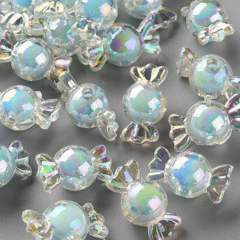 Transparent Acrylic Beads, Bead in Bead, AB Color, Candy, Sky Blue, 11.5x21.5x11.5mm, Hole: 2.5mm, about 393pcs/500g