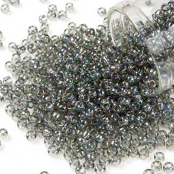 TOHO Round Seed Beads, Japanese Seed Beads, (176) Transparent AB Black Diamond, 8/0, 3mm, Hole: 1mm, about 222pcs/10g