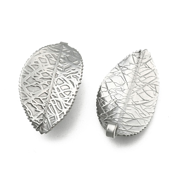 304 Stainless Steel Leaf Pendants, Stainless Steel Color, 28x17.5x1mm, Hole: 3mm