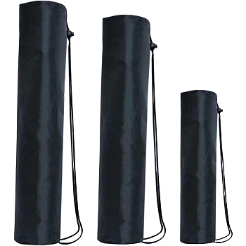 3Pcs 3 Style Polyester Bracket Storage Drawstring Bags, Long Packaging Bags for Hiking Travel Camping, Black, 46.5~114x24.2~29.8x0.15~0.4cm, 1pc/styel