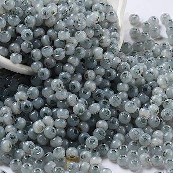 Glass Seed Beads, Imitation Cat Eye, Rondelle, Dark Gray, 4x3.3mm, Hole: 1.4mm