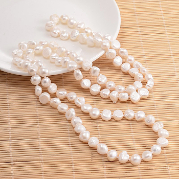 Natural Pearl Nuggets Beaded Necklace, Seashell Color, 62.9 inch