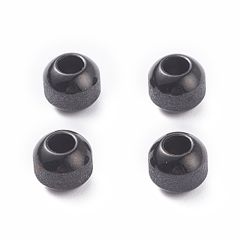 Textured 304 Stainless Steel Beads, Round, Electrophoresis Black, 8mm, Hole: 3.5mm