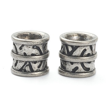 304 Stainless Steel European Beads, Large Hole Beads, Column, Antique Silver, 9.5x9mm, Hole: 5mm