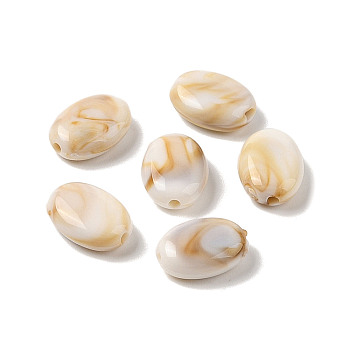 Two Tone Opaque Acrylic Beads, Imitation Gemstone, Oval, BurlyWood, 13x9.5x5mm, Hole: 1.6mm, about 1162Pcs/500G