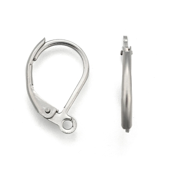 304 Stainless Steel Leverback Earring Findings, with Loop, Stainless Steel Color, 15x10.5mm, Hole: 1.2mm