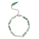 bracelet en perles de bambou aventurine verte naturelle avec breloques en feuilles acryliques(BJEW-TA00299)-1