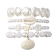 4Pcs 4 Style ABS Plastic Imitation Pearl Beaded Stretch Bracelets Set(BJEW-JB10104)-1