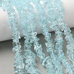 Imitation Aquamarine Glass Chip Beads Strands, Sky Blue, 7.5~12.5x5.5~8mm, Hole: 0.7mm, 31.10~31.50 inch(79~80cm)(GLAA-C041-01)
