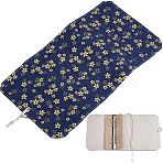 A6 Sakura Pattern Cloth 6 Ring Binder Cover, Loose Leaf Notebook Cover, Prussian Blue, 185x120x29mm(DIY-WH0430-376A)