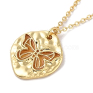 Brass Enamel Cable Chain Butterfly Pendant Necklaces, Golden, Sandy Brown, 17.24~17.60 inch(43.8~44.7cm)(NJEW-K379-01G-01)