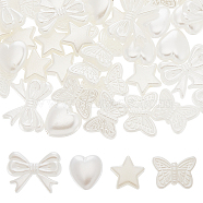 80G 4 Style ABS Plastic Imitation Pearl Beads, Bowknot & Butterfly & Heart & Star, Seashell Color, 11~14x11~18x4~5mm, Hole: 1.2~2mm, 20g/style(KY-SC0001-69)