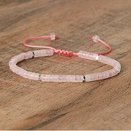 Natural Rose Quartz Beaded Braided Bracelets, Adjustable Women's Bracelets, (QH4784-8)