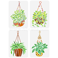 4Pcs 4 Styles PET Hollow Out Drawing Painting Stencils, for DIY Scrapbook, Photo Album, Other Plants, 297x210mm, 1pc/style(DIY-WH0394-0132)