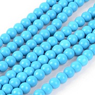 1 Strand Dyed Deep Sky Blue Round Synthetic Turquoise Beads Strands, 6mm, Hole: 1mm, about 67pcs/strand, 15.75 inch(X-TURQ-G106-6mm-02F)