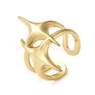 Brass Open Cuff Ring, Star, Real 16K Gold Plated, Inner Diameter: 19mm(RJEW-Q805-08G)
