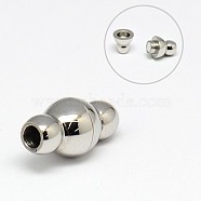 304 Stainless Steel Magnetic Clasps with Glue-in Ends, Round, 16x9mm, Hole: 3mm(STAS-K006-25C)