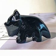 Natural Obsidian Carved Healing Rhinoceros Figurines, Reiki Energy Stone Display Decorations, 48x34mm(PW-WG88972-01)