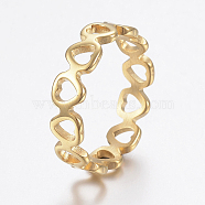 Ion Plating(IP) 304 Stainless Steel Finger Rings, Hollow, Heart, Golden, US Size 4 1/4(15mm)(RJEW-H125-05G-15mm)