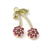 Brass Micro Pave Cubic Zirconia Pendants, Fruit Charms, Rack Plating, Long-Lasting Plated, Real 14K Gold Filled, 19x12x3mm, Hole: 1.2mm(KK-P290-02E-G)