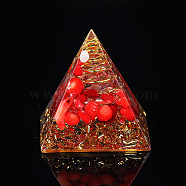 Orgonite Pyramid Resin Display Decorations, with Brass Findings, Gold Foil and Natural Red Jasper Chips Inside, for Home Office Desk, 30mm(G-PW0005-05J)