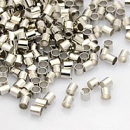 Brass Crimp Beads, Tube, Cadmium Free & Nickel Free & Lead Free, Platinum, 3x3mm, Hole: 2.5mm(KK-L017-P)