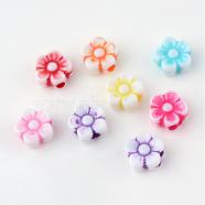 Craft Style Acrylic Corrugated Beads, Flower, Mixed Color, 8x8.5x3.9mm, Hole: 2mm, about 2830pcs/500g(SACR-S840-M)