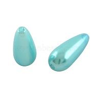 ABS Plastic Imitation Pearl Teardrop Beads, Cyan, 17x7.5mm, Hole: 2mm, about 850pcs/500g(MACR-S266-A33)