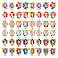48Pcs 12 Colors Alloy Enamel Chandelier Components Links, 3-Loop Connector, Rosary Center Piece, with Rhinestone, Oval with Virgin Mary, Mixed Color, 20.5x16x3mm, Hole: 1.6mm, 4pcs/color(ENAM-OC0001-13)
