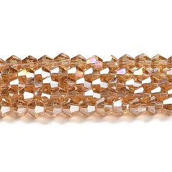 Transparent Electroplate Glass Beads Strands, AB Color Plated, Faceted, Bicone, Peru, 2.9~3.3x2.5mm, Hole: 0.7mm, about 145~150pcs/strand, 41.5~42cm(GLAA-F029-2mm-A18)