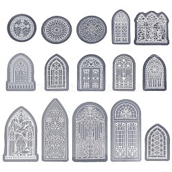 4 Sets Waterproof Plastic PET Transparent White Lace Stickers, for Scrapbooking, Photo Frame Notebook Frame Decorative Stickers, Door Pattern, Door Pattern, 40~90mm, 30pcs/set(STIC-GF0001-12)