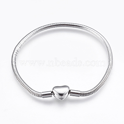 304 Stainless Steel European Style Chains Bracelet Making, with Clasps, Stainless Steel Color, 7-7/8 inch(200mm), 3mm(STAS-E428-10A-P)