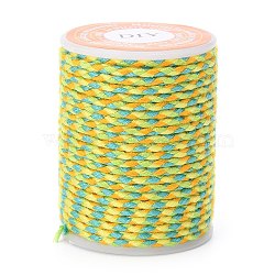 4-Ply Polycotton Cord, Handmade Macrame Cotton Rope, for String Wall Hangings Plant Hanger, DIY Craft String Knitting, Green Yellow, 1.5mm, about 4.3 yards(4m)/roll(X1-OCOR-Z003-D28)