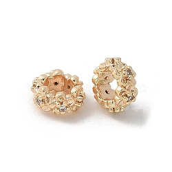 Brass Micro Pave Cubic Zirconia Daisy Spacer Beads, Real 18K Gold Plated, 7.8x8x4mm, Hole: 4mm(KK-U052-37G-NF)