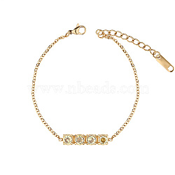 Rectangle Cubic Zirconia Link Bracelets, with Golden Stainless Steel Cable Chains, Light Yellow, no size(HU1791-5)