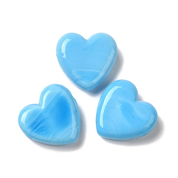 Handmade Lampwork Beads, Heart, Blue, 20x20x7mm, Hole: 1.2~1.5mm